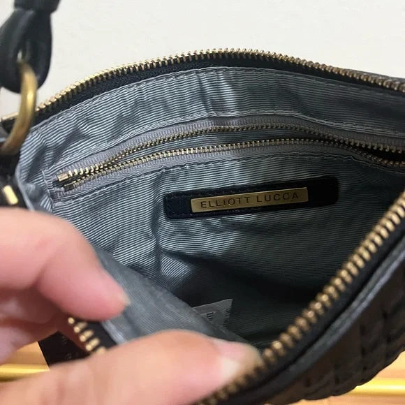Elliot Lucca Woven Leather Black Crossbody Bag Purse Like New - Picture 9 of 16